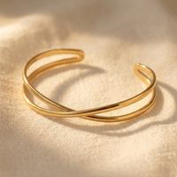 Gold Twisted Cuff Open Bracelet