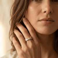 Luxurious Wide Band Triple Zirconia Stone Ring