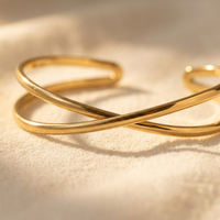 Gold Twisted Cuff Open Bracelet