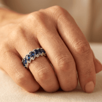 Retro Minimalist Silver Blue Zirconia Ring