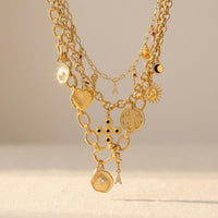 Golden Pearl Charm Necklace