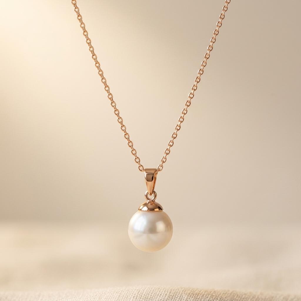 Elegant Pearl White Gold Pendant Necklace