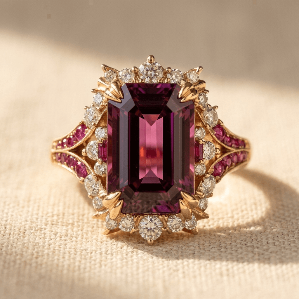 Elegant Red Synthetic Zirconia Floral Ring