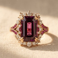 Elegant Red Synthetic Zirconia Floral Ring