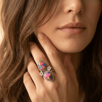 Bohemian Turquoise Inlaid Statement Ring