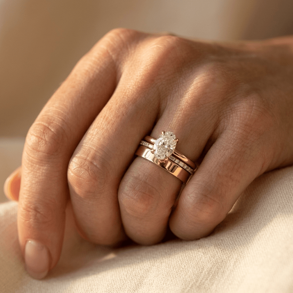 Elegant Oval Cubic Zirconia Bridal Ring Set