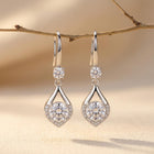 Sterling Silver Teardrop Diamond Dangle Earrings