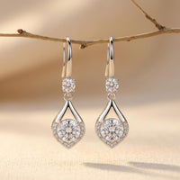 Sterling Silver Teardrop Diamond Dangle Earrings