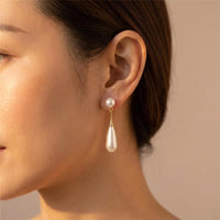 Pearl Drop Gold Dangle Earrings
