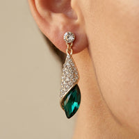 Emerald Green Crystal Drop Dangle Earrings