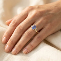 Vintage Gold Blue Sapphire Diamond Cluster Ring
