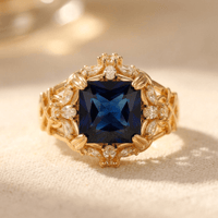 Vintage Boho Blue Zirconia Oxidized Band Ring