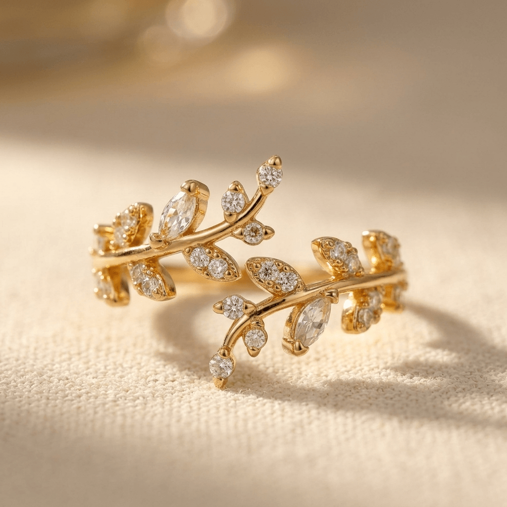 Bohemian Gold Synthetic Flower Vine Ring
