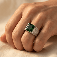 Trendy Mens Green Zircon Statement Ring