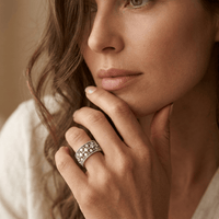 Elegant Floral Cubic Zirconia Wide Band Ring