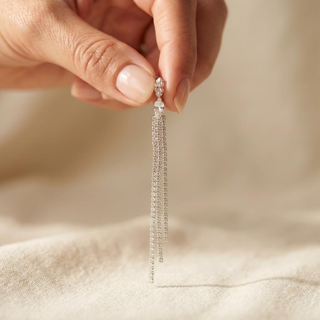 Sterling Silver Long Tassel Drop Earrings