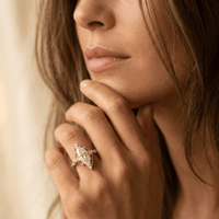 Vintage Bohemian Copper Marquise Rose Quartz Ring