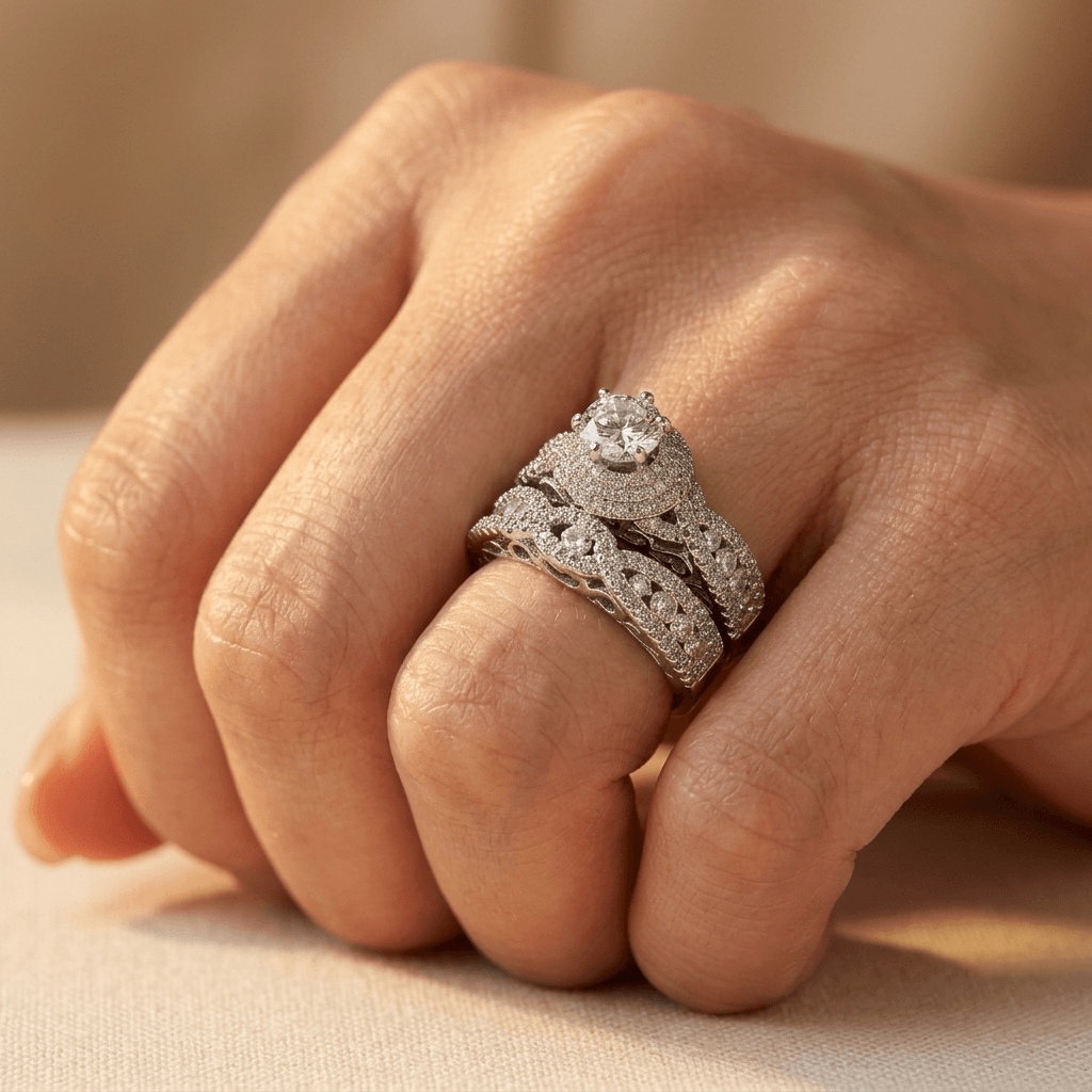 Luxury Wedding Ring Cubic Zirconia Micro Pave