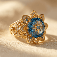 Floral Synthetic Zirconia Red Wedding Ring