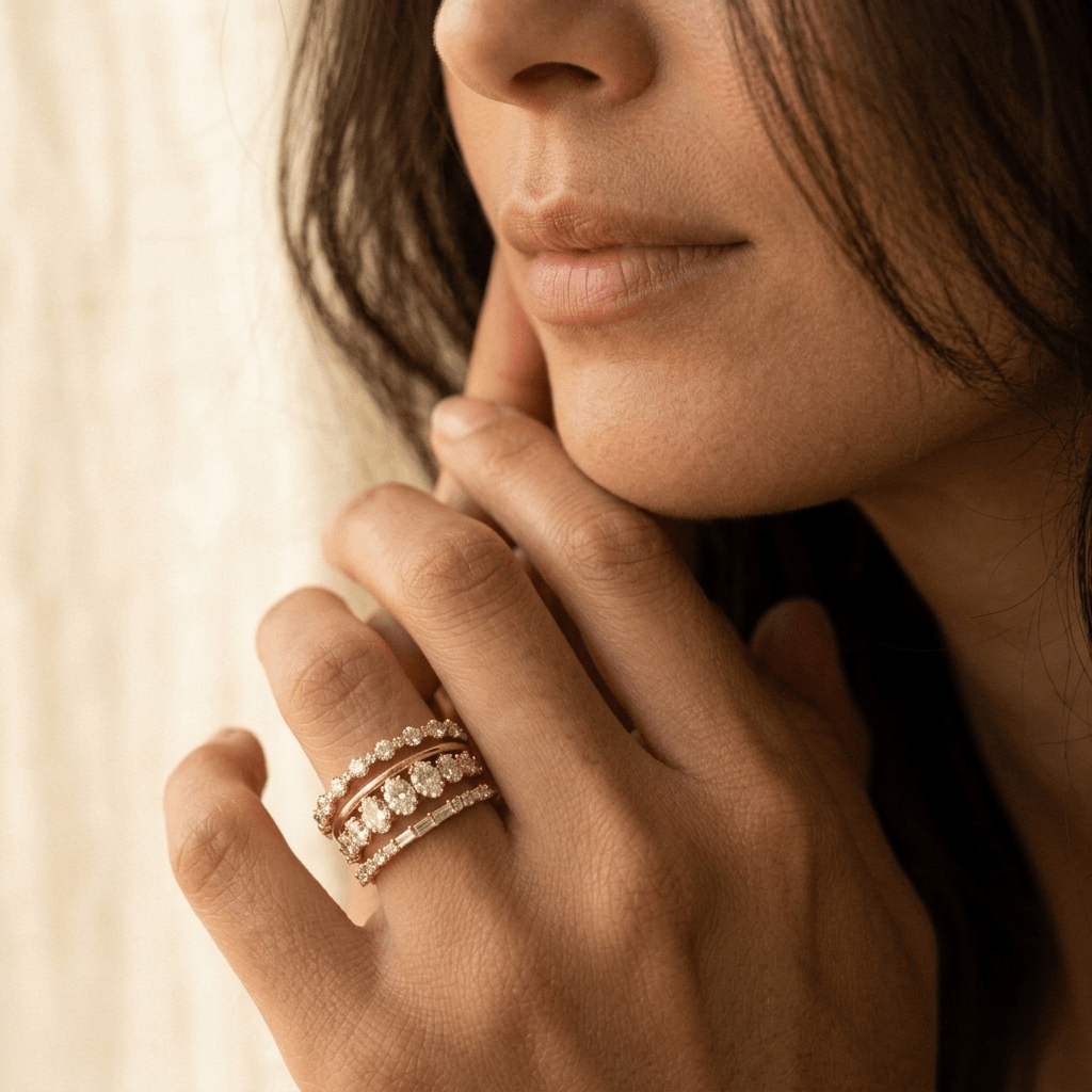 Retro Copper Oval Zirconia Minimalist Ring