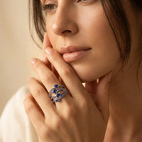 Silver Blue Sapphire Oval Wrap Ring