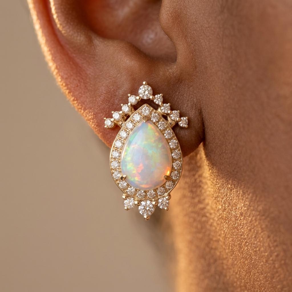 Elegant Vintage Inspired Water Drop Opal Engagement Ring Weddings Parties Ideal Christmas Gift For Her Alloy Inlaid Dating Family And Lovers