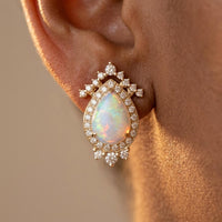 Elegant Vintage Inspired Water Drop Opal Engagement Ring Weddings Parties Ideal Christmas Gift For Her Alloy Inlaid Dating Family And Lovers