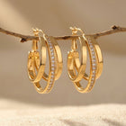 Gold Crystal Double Hoop Earrings