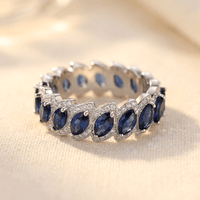 Retro Minimalist Silver Blue Zirconia Ring