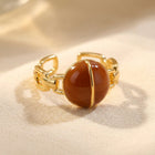 Gold Amber Cats Eye Oval Ring