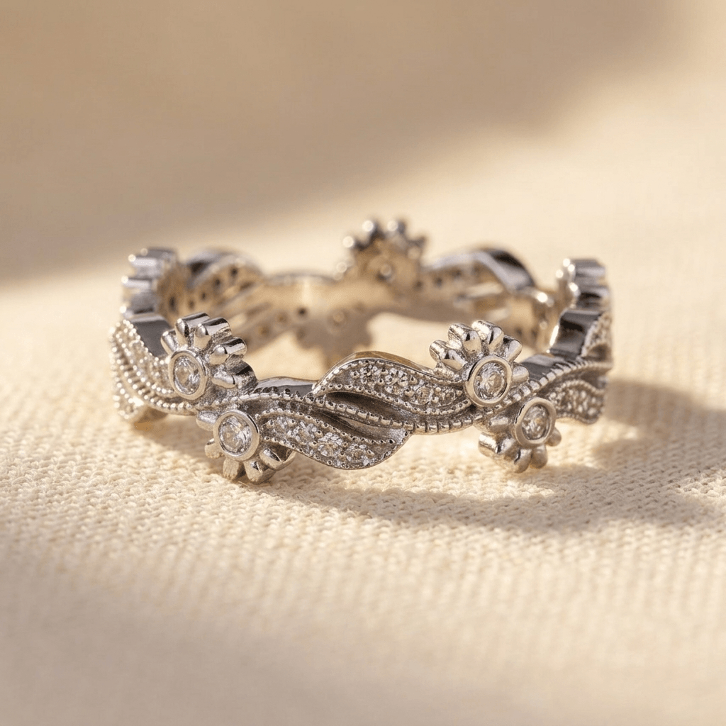 Vintage Boho Hollow Carved Flower Ring