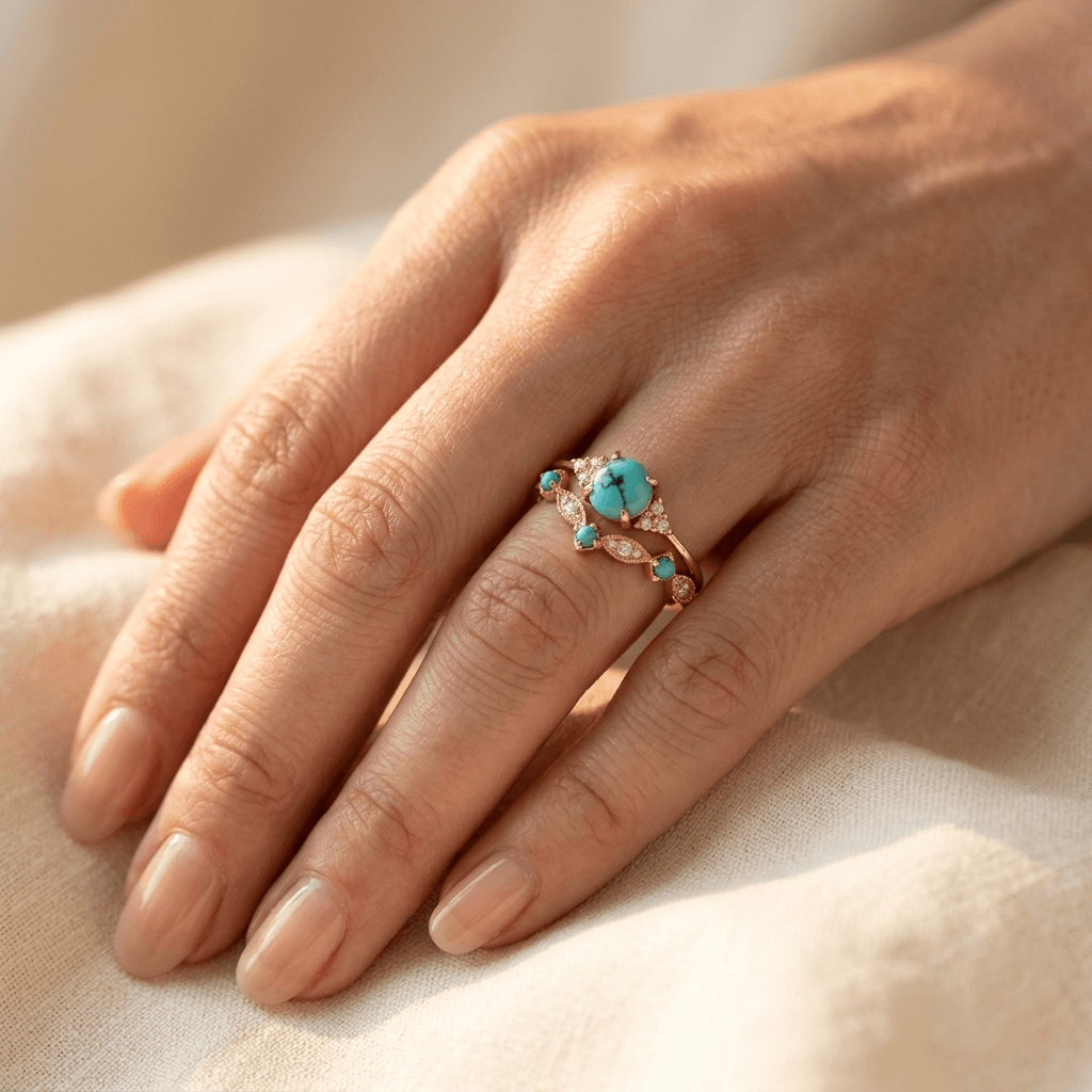 Vintage Bohemian Turquoise Copper Plated Ring