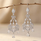 Cubic Zirconia Silver Chandelier Teardrop Earrings