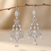 Cubic Zirconia Silver Chandelier Teardrop Earrings