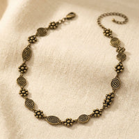 Bohemian Floral Swirl Spiral Pattern Short Choker Necklace