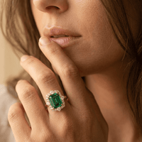 Elegant Green Cubic Zirconia Floral Ring