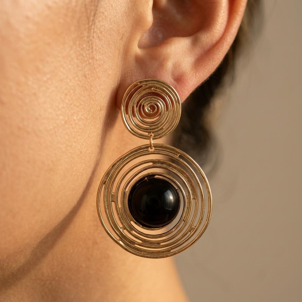 Vintage Bohemian Geometric Black Acrylic Jewelry Set