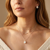 Retro Layered Shell Pearl Necklace Jewelry Set