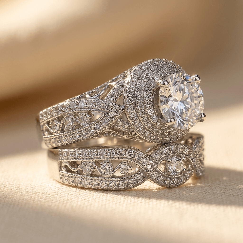 Luxury Wedding Ring Cubic Zirconia Micro Pave