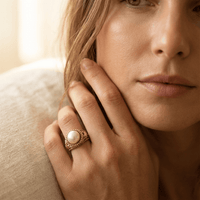 Vintage Gold Pearl Ornate Carved Ring