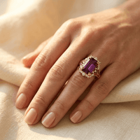 Elegant Red Synthetic Zirconia Floral Ring
