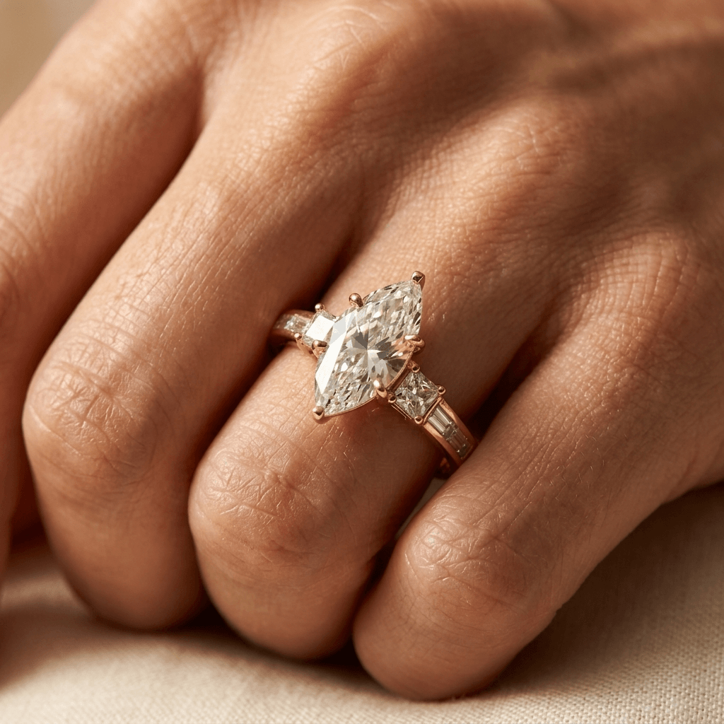Elegant Marquise Cubic Zirconia Wedding Ring