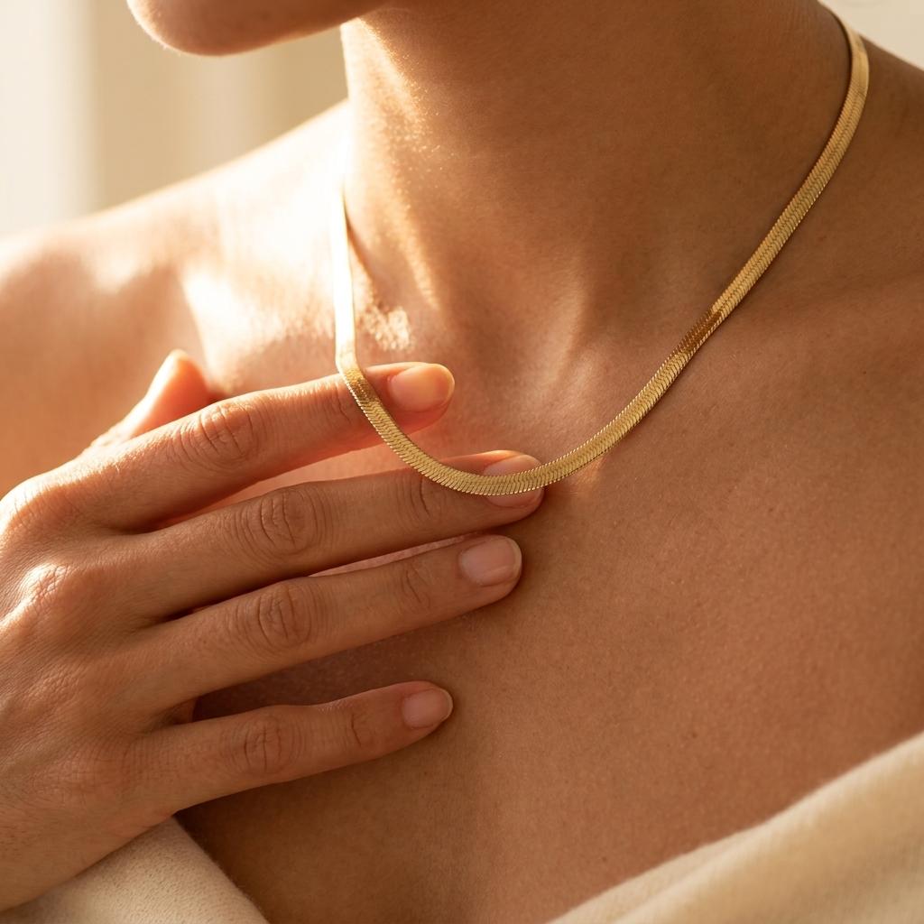 Oval Thick Chain Gold Plated Necklace