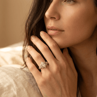 Sparkling Golden Zirconia Flower Ring