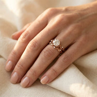 Vintage White Gold Filigree Oval Ring Set