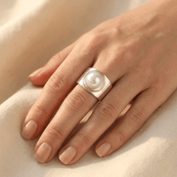 Vintage Silver Gold Pearl Statement Ring