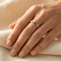 Silver Open Heart Diamond Accent Ring