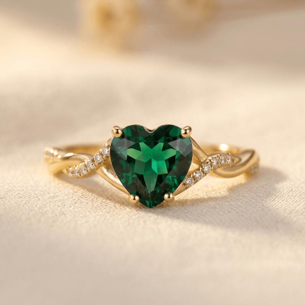 Elegant Emerald Zirconia Claw Set Ring