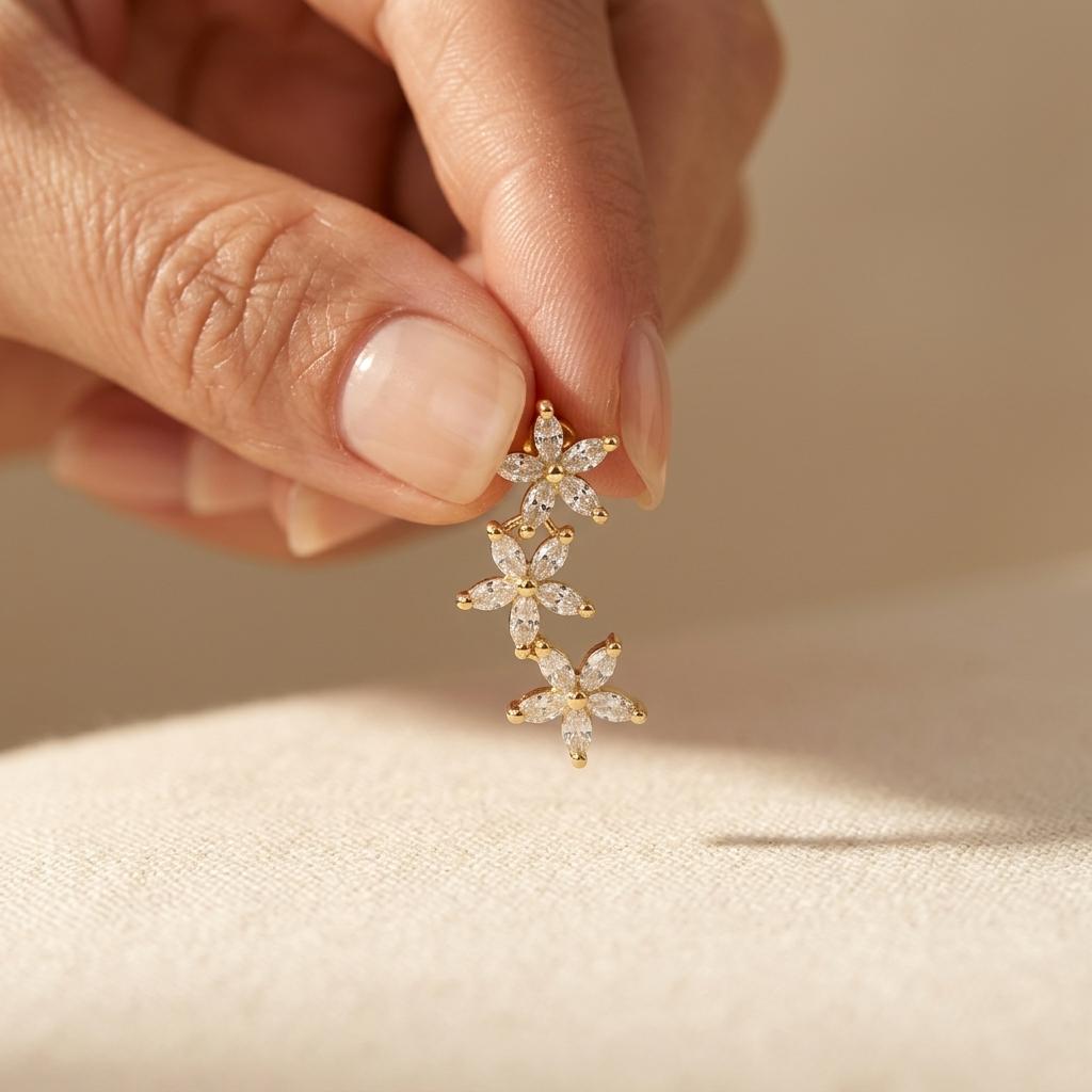 Elegant Sparkling Floral Earrings