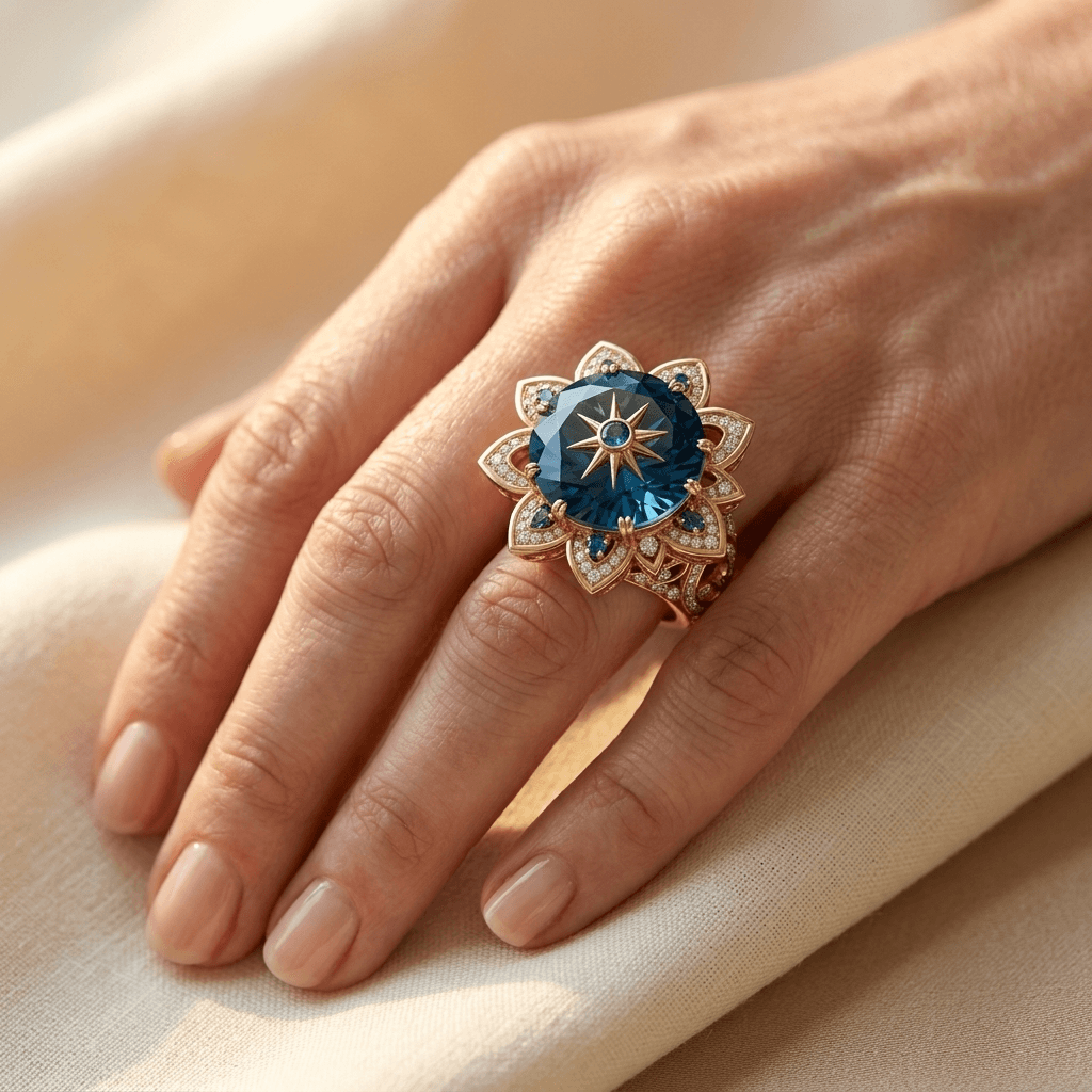 Floral Synthetic Zirconia Red Wedding Ring